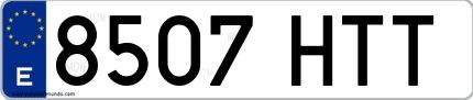 Ejemplo de matrícula española 8507 HTT
