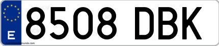 Ejemplo de matrícula de coche ordinaria 8508 DBK