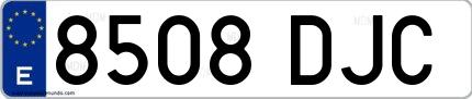 Ejemplo de matrícula española 8508 DJC