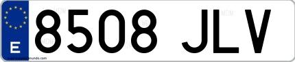Ejemplo de matrícula española 8508 JLV