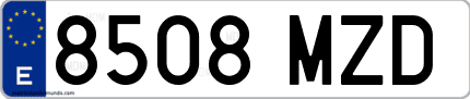 Ejemplo de matrícula de coche ordinaria 8508 MZD
