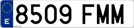 Ejemplo de matrícula española 8509 FMM