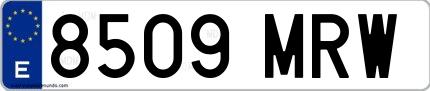 Ejemplo de matrícula española 8509 MRW