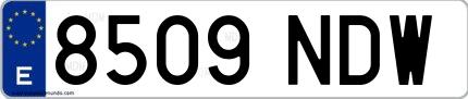 Ejemplo de matrícula española 8509 NDW