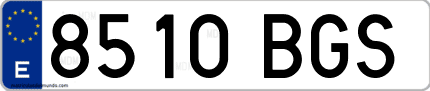 Ejemplo de matrícula de coche ordinaria 8510 BGS