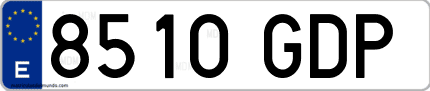 Ejemplo de matrícula de coche ordinaria 8510 GDP