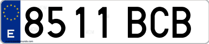 Ejemplo de matrícula de coche ordinaria 8511 BCB