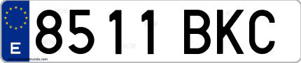 Ejemplo de matrícula de coche ordinaria 8511 BKC