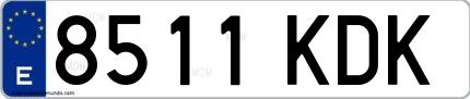 Ejemplo de matrícula española 8511 KDK