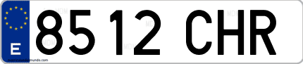 Ejemplo de matrícula de coche ordinaria 8512 CHR