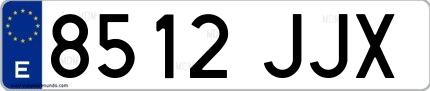Ejemplo de matrícula española 8512 JJX