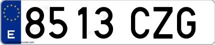 Ejemplo de matrícula española 8513 CZG