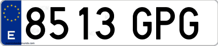 Ejemplo de matrícula de coche ordinaria 8513 GPG