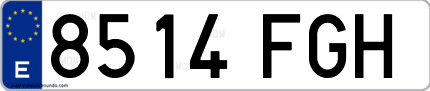 Ejemplo de matrícula de coche ordinaria 8514 FGH
