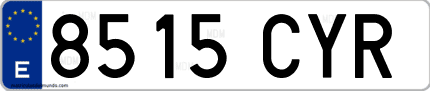 Ejemplo de matrícula de coche ordinaria 8515 CYR
