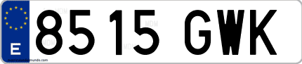 Ejemplo de matrícula de coche ordinaria 8515 GWK