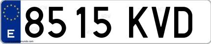 Ejemplo de matrícula española 8515 KVD