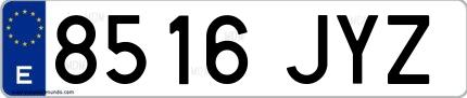 Ejemplo de matrícula española 8516 JYZ