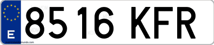 Ejemplo de matrícula de coche ordinaria 8516 KFR