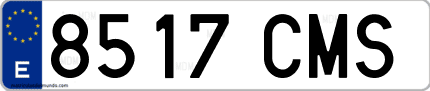 Ejemplo de matrícula de coche ordinaria 8517 CMS