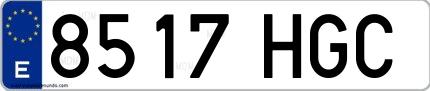 Ejemplo de matrícula española 8517 HGC