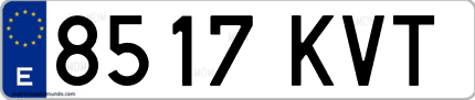 Ejemplo de matrícula de coche ordinaria 8517 KVT