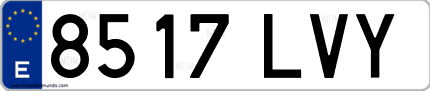 Ejemplo de matrícula de coche ordinaria 8517 LVY
