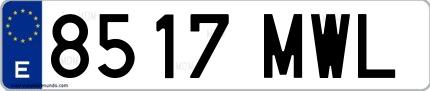 Ejemplo de matrícula española 8517 MWL