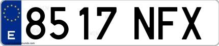 Ejemplo de matrícula española 8517 NFX