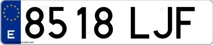 Ejemplo de matrícula española 8518 LJF