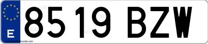 Ejemplo de matrícula española 8519 BZW