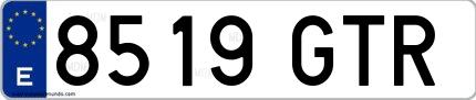 Ejemplo de matrícula española 8519 GTR