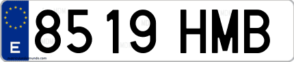 Ejemplo de matrícula de coche ordinaria 8519 HMB
