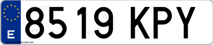 Ejemplo de matrícula de coche ordinaria 8519 KPY