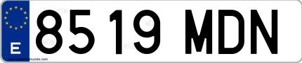 Ejemplo de matrícula española 8519 MDN