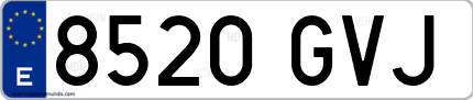 Ejemplo de matrícula de coche ordinaria 8520 GVJ