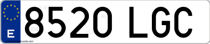 Ejemplo de matrícula de coche ordinaria 8520 LGC