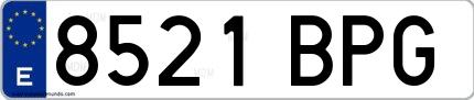 Ejemplo de matrícula española 8521 BPG