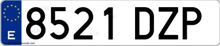 Ejemplo de matrícula española 8521 DZP