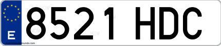 Ejemplo de matrícula de coche ordinaria 8521 HDC