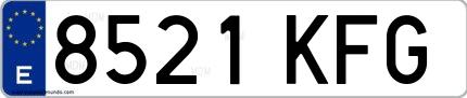 Ejemplo de matrícula española 8521 KFG