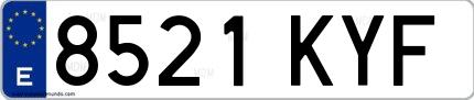 Ejemplo de matrícula española 8521 KYF