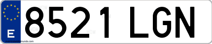 Ejemplo de matrícula de coche ordinaria 8521 LGN