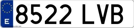 Ejemplo de matrícula española 8522 LVB