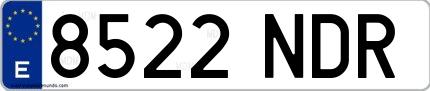Ejemplo de matrícula española 8522 NDR