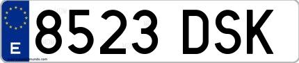 Ejemplo de matrícula española 8523 DSK