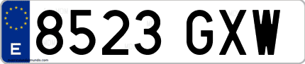 Ejemplo de matrícula de coche ordinaria 8523 GXW