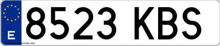 Ejemplo de matrícula de coche ordinaria 8523 KBS
