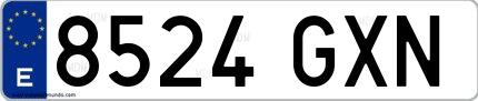 Ejemplo de matrícula española 8524 GXN