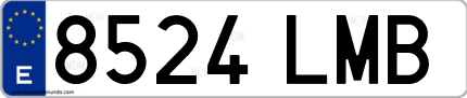 Ejemplo de matrícula de coche ordinaria 8524 LMB